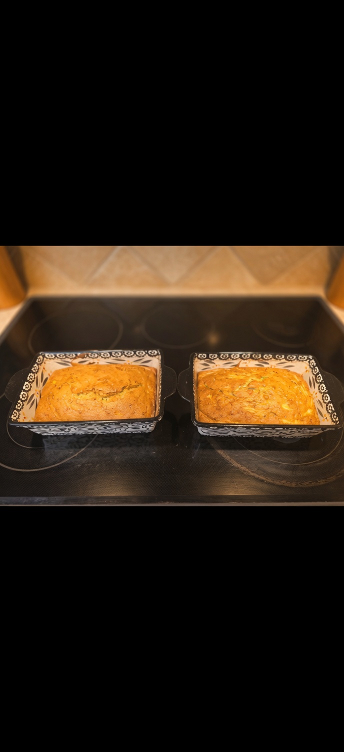 Two loaves of homemade zucchini bread