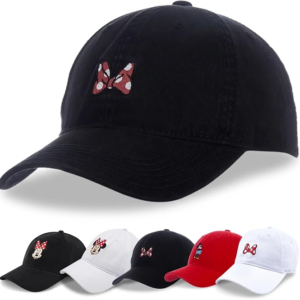 Disney Minnie Mouse Dad Hat, Cotton Adjustable Baseball Cap with Curved Brim