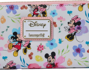 Loungefly Disney Mickey Minnie Mouse Wallet Zip Clutch AOP Floral Saffiano Faux Leather