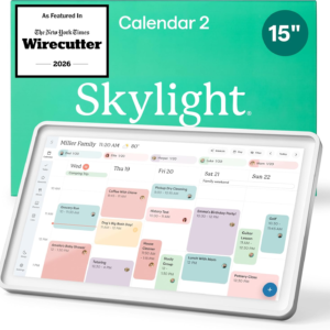 Skylight Calendar 2 - 15-inch Full HD Touchscreen Digital Calendar, Featured on Wirecutter - Wall Planner & Interactive Chore Chart, Smart Family Organizer, 16GB Storage, Wi-Fi, Wall Mount Included - Shadow Box, Silver